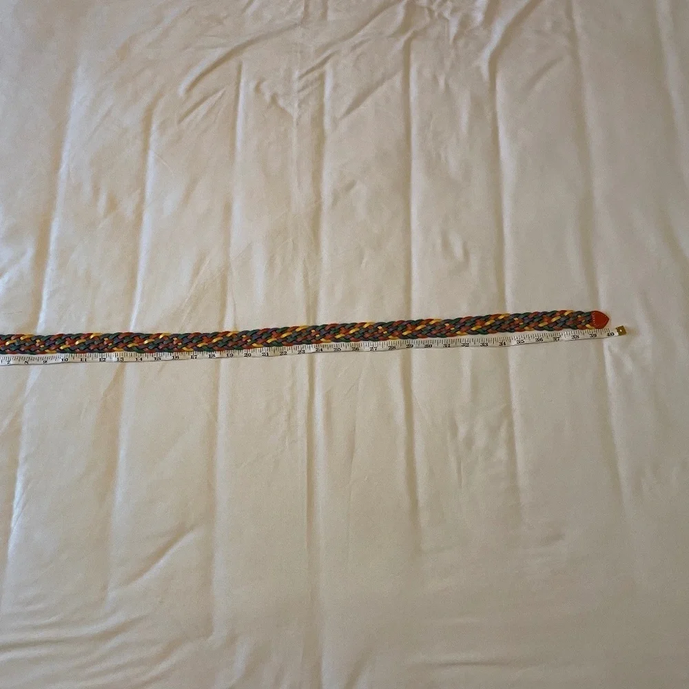 Vintage Rainbow Leather Braided Belt- ML‎
